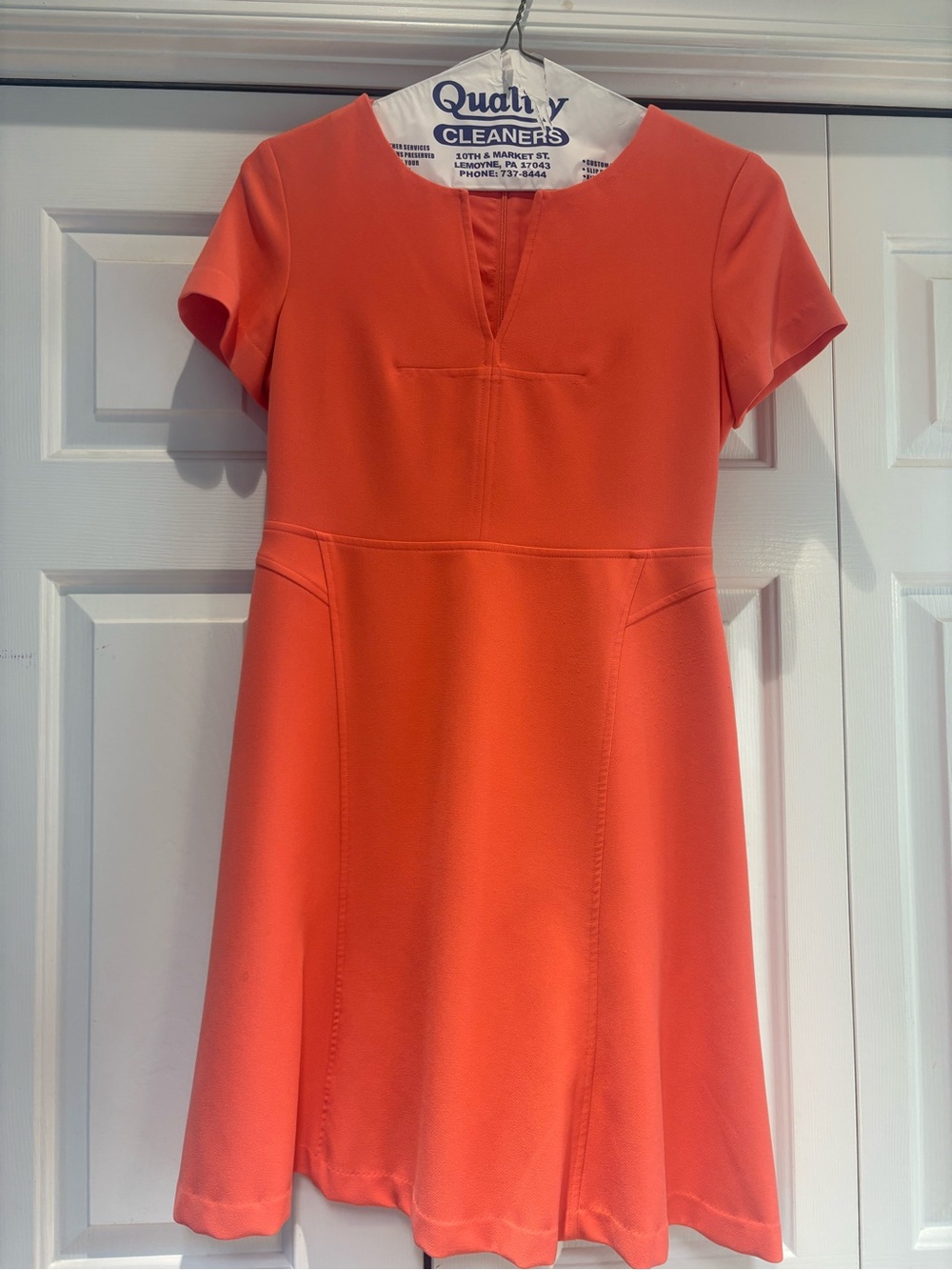 Banana Republic Coral-Orange Short Sleeve A-Line Dress